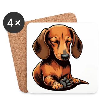 Dackel Dackelbesitzer Dackelliebhaber Dachshund - Untersetzer (4er-Set) - Weiß - Vorne