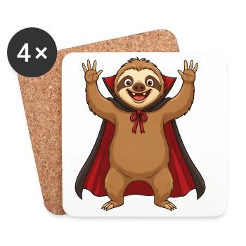 Funny Halloween Sloth Vampire Cartoon Fun - Coasters (set of 4) - white - Front