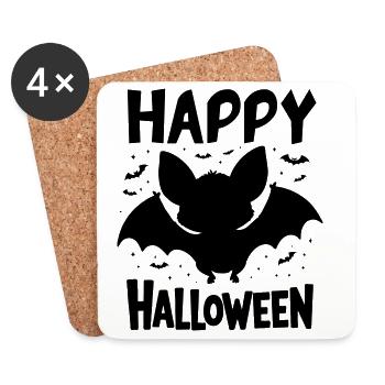 Chauve-souris Halloween Costume Happy Halloween - Dessous de verre (lot de 4) - blanc - Devant