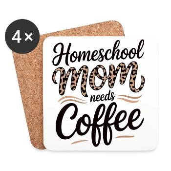 Homeschool Mom Loves Coffee - Coasters (set of 4) - white - Front