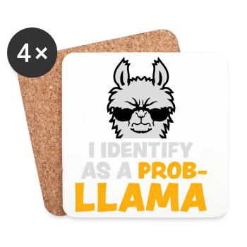 I Identify As A Probllama Cool Lama Problem Spruch - Untersetzer (4er-Set) - Weiß - Vorne