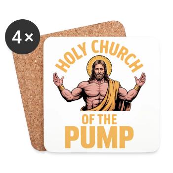 Heilige Kirche der Pumpe - Lustiger Jesus Gym Meme - Untersetzer (4er-Set) - Weiß - Vorne