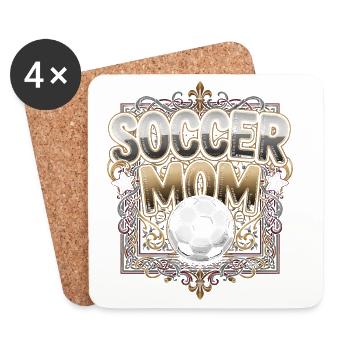  Vintage Fußball Mama Männer Frauen Kinder Spielta - Untersetzer (4er-Set) - Weiß - Vorne