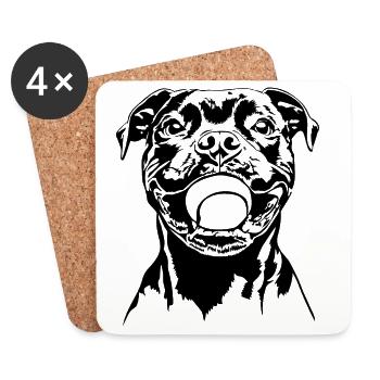 Staffordshire Bull Terrier Balljunkie Wilsigns - Untersetzer (4er-Set) - Weiß - Vorne