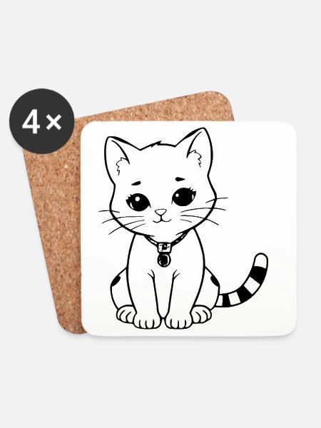 Katze Kätzchen Katzenshirt Geschenk - Untersetzer (4er-Set) - Weiß
