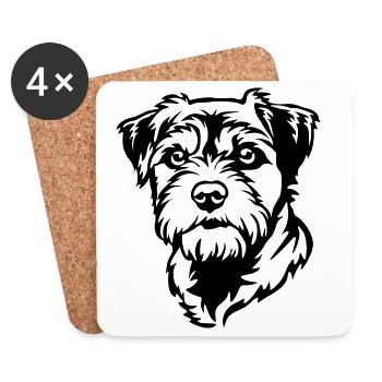 Border Terrier Head - Coasters (set of 4) - white - Front