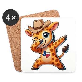Cute Giraffe Dabbing Texas Huts Cartoon Joy - Coasters (set of 4) - white - Front