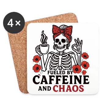Mutter Koffein Mutter Skelett Kaffee - Untersetzer (4er-Set) - Weiß - Vorne