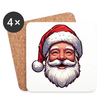 Fröhlicher Weihnachtsmann Gesicht - Untersetzer (4er-Set) - Weiß - Vorne