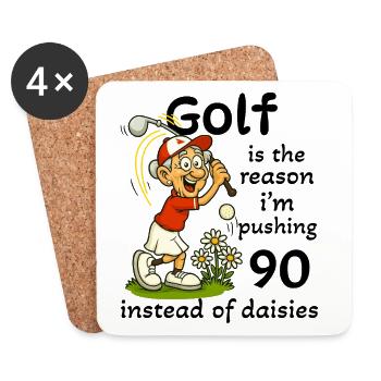 Golf - Pushing 90 - Woman - Coasters (set of 4) - white - Front