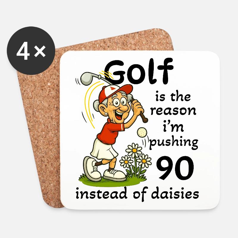 Golf - Pushing 90 - Frau - Untersetzer (4er-Set) - Weiß