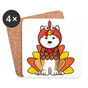 Akita Inu Thanksgiving Cute Fall Dog Lover - Coasters (set of 4) - white - Front