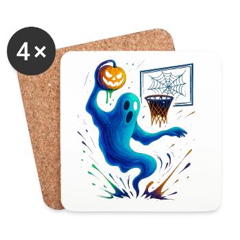 Halloween Ghost Dunk Pumpkin Sneaker - Coasters (set of 4) - white - Front