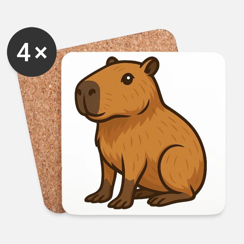 Wombat Capybara Biber - Untersetzer (4er-Set) - Weiß