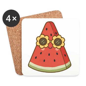 Wassermelone - Untersetzer (4er-Set) - Weiß - Vorne