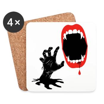 Creepy vampire with bloody fangs in the - Coasters (set of 4) - white - Front