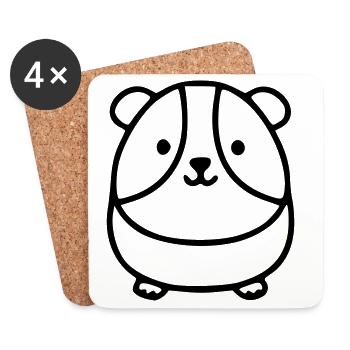 Mignon cochon d’Inde rond | Kawaii - Dessous de verre (lot de 4) - blanc - Devant