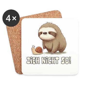 Pull Not So Sloth Cartoon - Coasters (set of 4) - white - Front