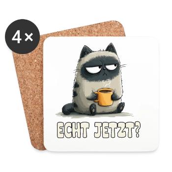 Grummelkatze mit Kaffee - Coasters (set of 4) - white - Front
