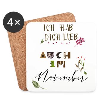 Ich hab dich lieb  - Untersetzer (4er-Set) - Weiß - Vorne