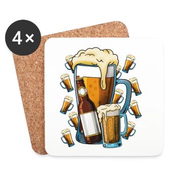 Bierfreude Krug Illustration - Untersetzer (4er-Set) - Weiß - Vorne