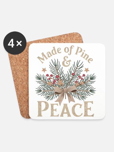 Natürliches Weihnachtsmotiv - Untersetzer (4er-Set) - Weiß