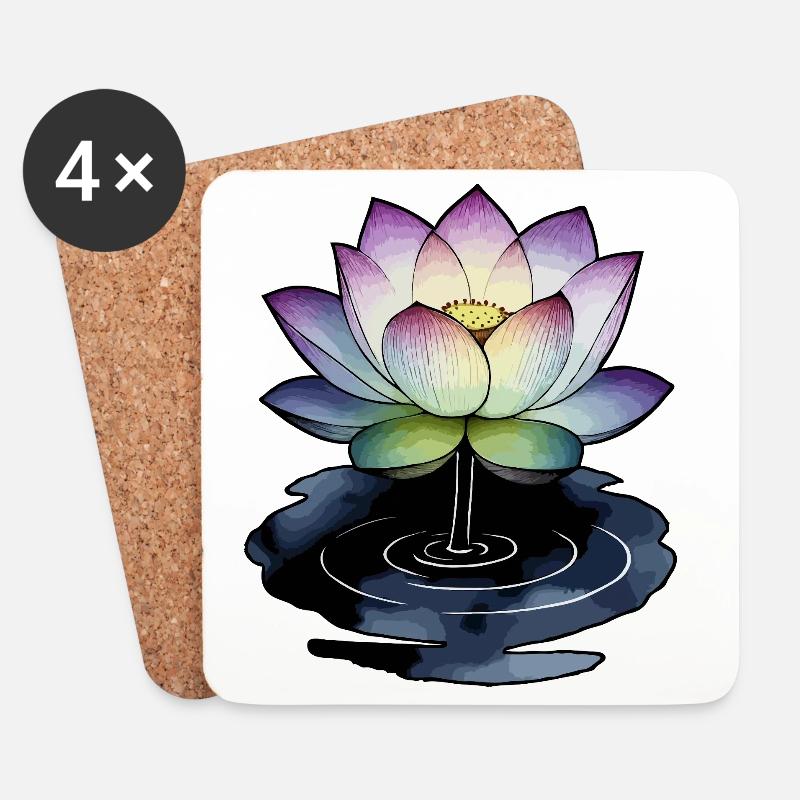 Lotus in der Pfütze - Untersetzer (4er-Set) - Weiß
