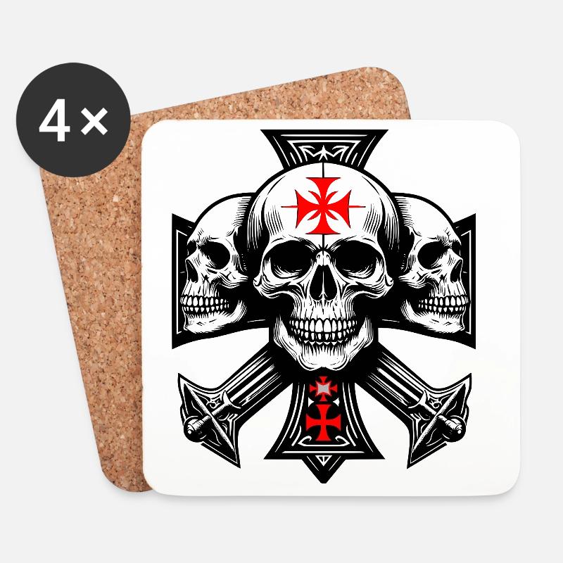 Rotes Kreuzsymbol Motiv - Untersetzer (4er-Set) - Weiß