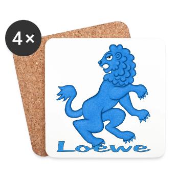 Signe du zodiaque Lion bleu - Dessous de verre (lot de 4) - blanc - Devant
