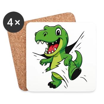 Comic Dino – Für kleine Forscher & Entdecker - Untersetzer (4er-Set) - Weiß - Vorne