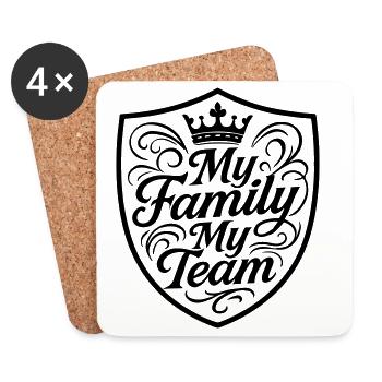 Famille Mon équipe Armoiries - Dessous de verre (lot de 4) - blanc - Devant