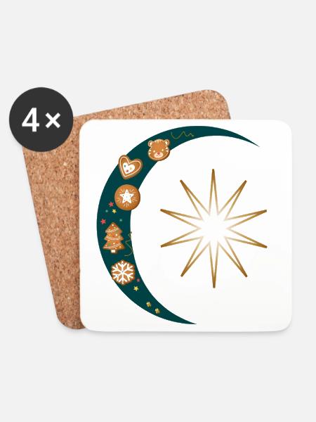 Pfefferkuchen - Untersetzer (4er-Set) - Weiß