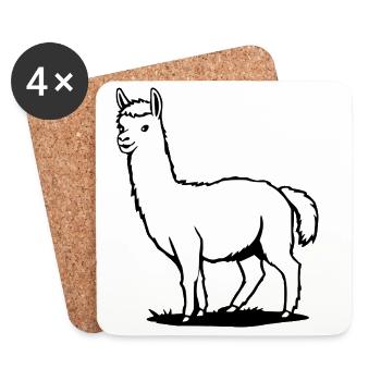 Alpaka T-shirt mit süßem Tiermotiv Geschenk - Untersetzer (4er-Set) - Weiß - Vorne