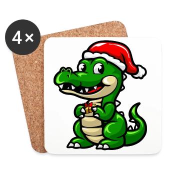 Noël de l’alligator - Dessous de verre (lot de 4) - blanc - Devant