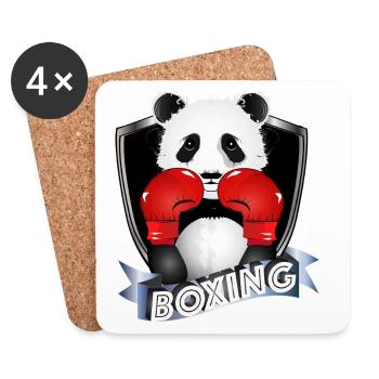 Boxing Panda – Funny Animal Motif - Coasters (set of 4) - white - Front
