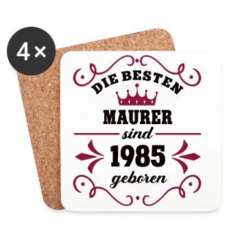 Bricklayer Birthday Vintage 1985 Colleague - Coasters (set of 4) - white - Front
