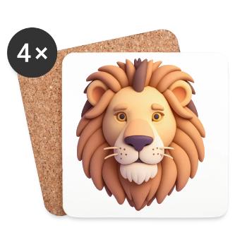 LION PLUSH - baby & kids - Coasters (set of 4) - white - Front
