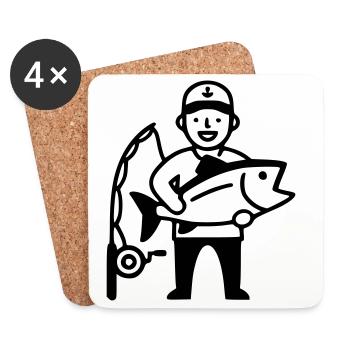Pêcheur-fier-pêcheur-grosse-prise-2 - Dessous de verre (lot de 4) - blanc - Devant