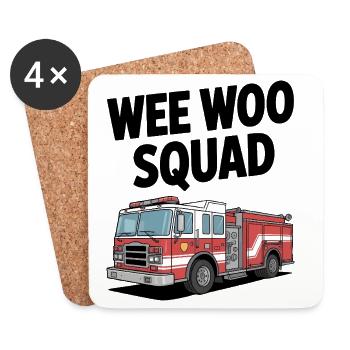 Wee Woo Squad Fire Brigade Car Rescuer Saying - Coasters (set of 4) - white - Front