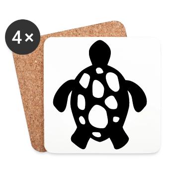 Tortue de mer – Motif sous-marin et plage - Dessous de verre (lot de 4) - blanc - Devant