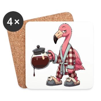 Funny Flamingo Coffee Lover Morning Brew - Coasters (set of 4) - white - Front