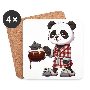Funny Panda Coffee Lover Barista Morning Brew - Coasters (set of 4) - white - Front