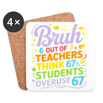 Bruh - Six Seven 6 7 Meme Fun Design - Dessous de verre (lot de 4) - blanc - Devant