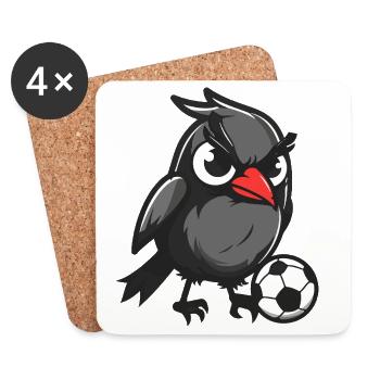 Rabe Vogel Fußball Comic - Untersetzer (4er-Set) - Weiß - Vorne