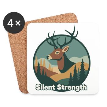 Silent strength deer in the forest - Coasters (set of 4) - white - Front