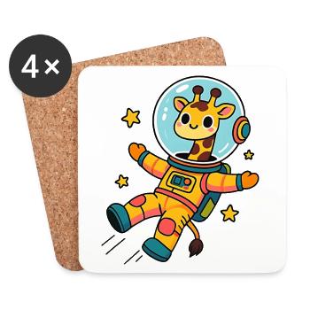 Kawaii-Astronautin Giraffe - Untersetzer (4er-Set) - Weiß - Vorne