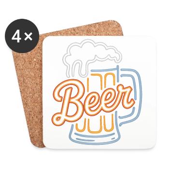 Beer - Cool Beer Logo - Dessous de verre (lot de 4) - blanc - Devant