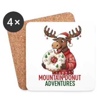 Weihnachten - lustiger Elch - Winter Donut - Untersetzer (4er-Set) - Weiß - Vorne