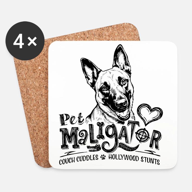 Belgischer Malinois – Haustier-Maligator - Untersetzer (4er-Set) - Weiß
