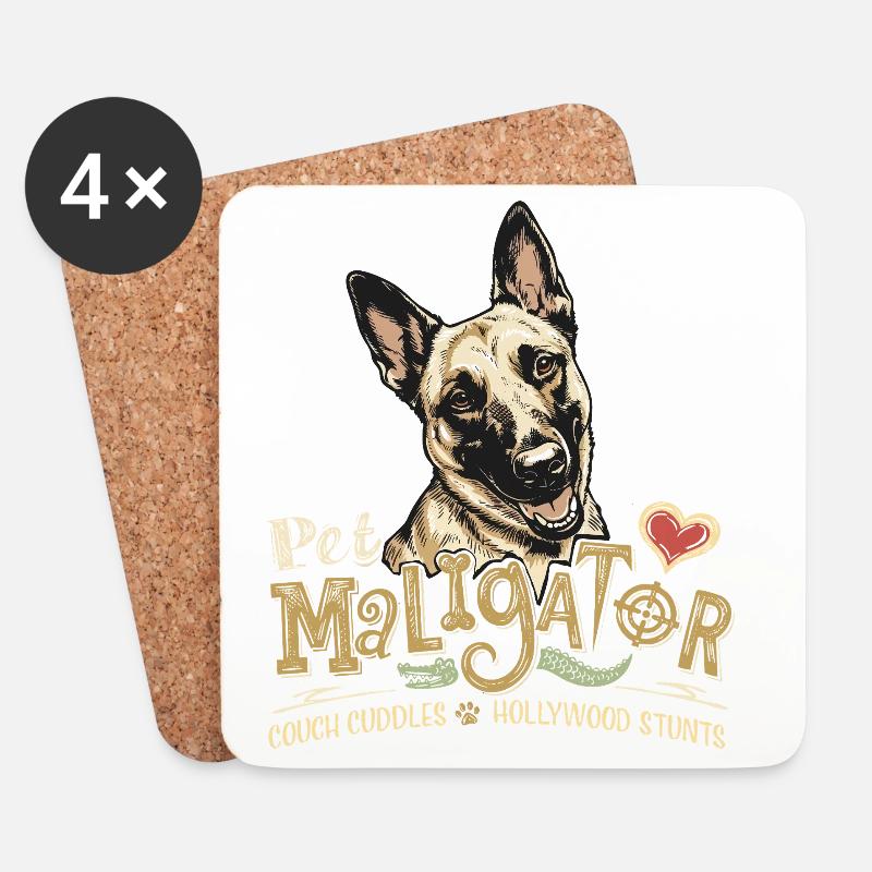 Haustier Maligator Belgischer Malinois-Trickhund - Untersetzer (4er-Set) - Weiß